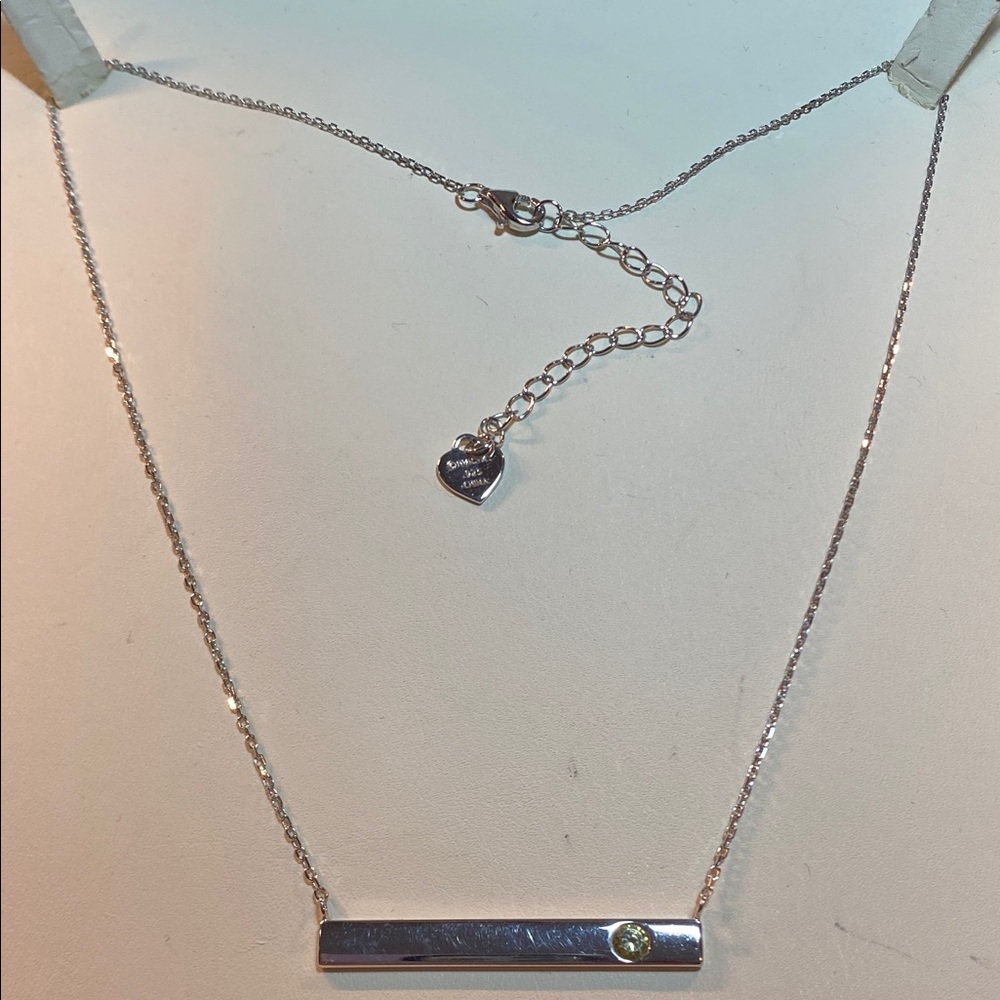 925 Hallmark Sterling Silver Bar Pendant Necklace